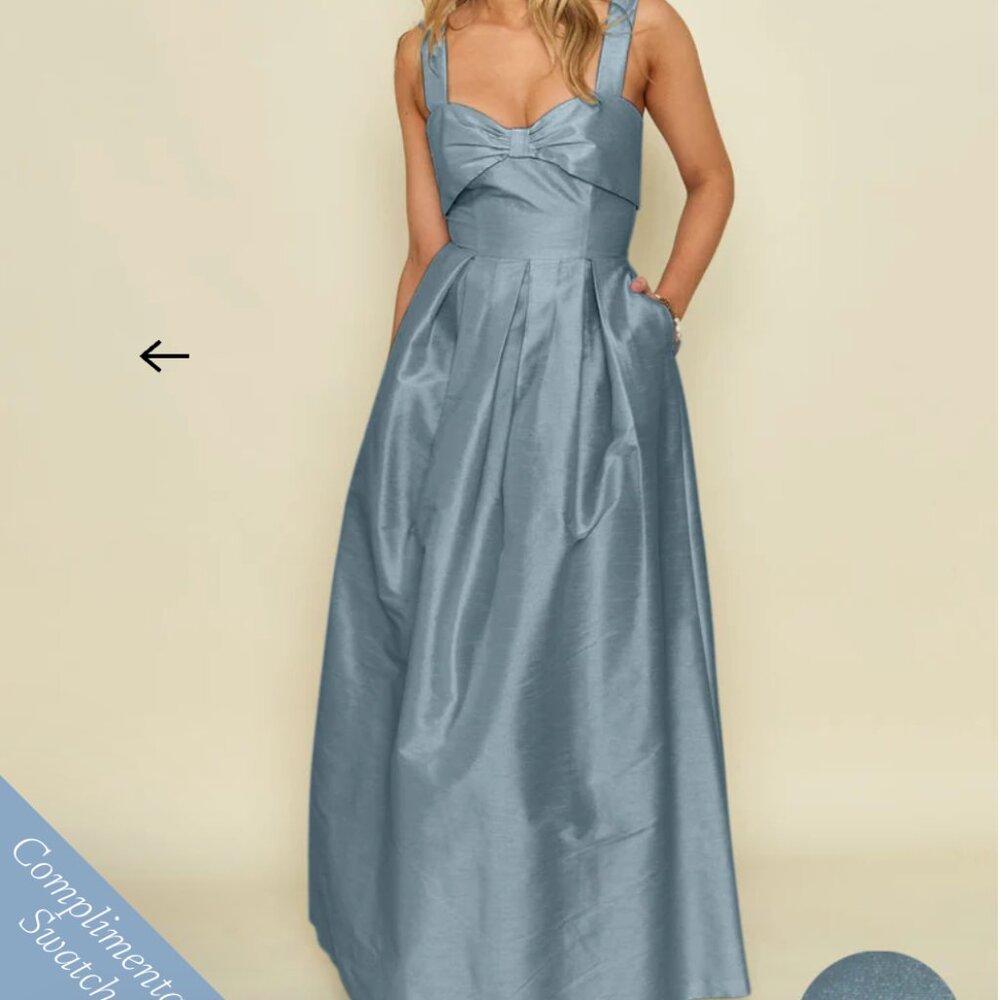 Classic Satin Maxi Dress in Dusty Blue - Women's Formal Gown